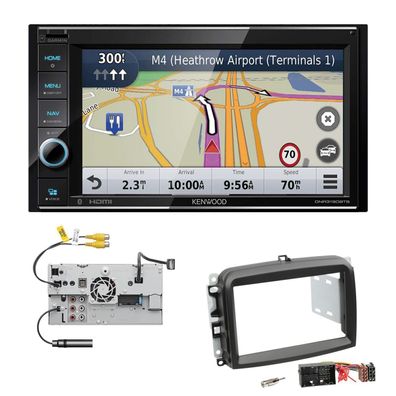 Kenwood Navigationssystem Apple CarPlay HDMI für Fiat 500L ab 2012 schwarz