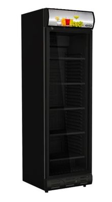 Kühlschrank 1 Glastür schwarz Scharnierentür linke Seite