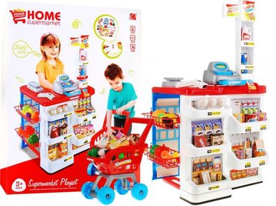 Supermarkt für Kinder ab 3 Jahren, Rot, Spaß im Laden, 24-tlg. Warenkorb + Waren ...