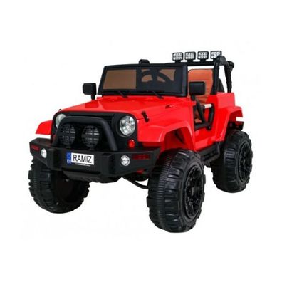 All-Terrain-Batterieauto für Kinder, roter Jeep-Offroader + Fernbedienung + Licht ...
