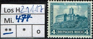 Los H21117: Deutsches Reich Mi. 474 * *