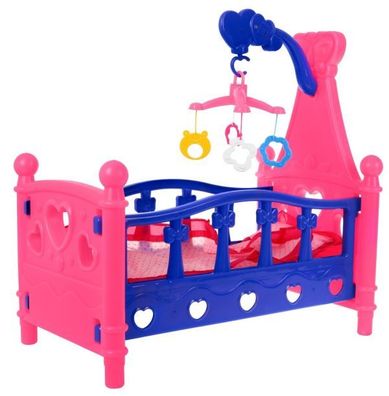 Puppenbett für Kinder ab 3 Jahren. Buntes Karussell + Puppenbettwäsche + Spielhaus