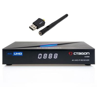 Octagon SX888 V2 4K IP-Receiver mit 600Mbit/ s WLAN Stick