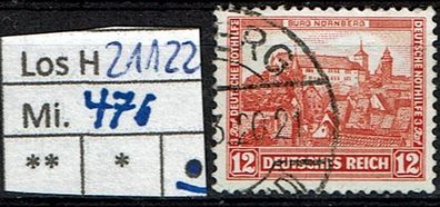 Los H21122: Deutsches Reich Mi. 476, gest.