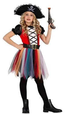 Kostüm Piratenmädchen Piratenkostüm Piratin Kleid m. Hut Gr.128-152 Karneval