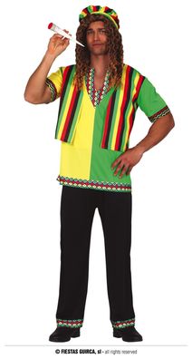 Kostüm Jamaica Reggae Beach Mütze Oberteil Hose Gr. M L Karneval Fasching