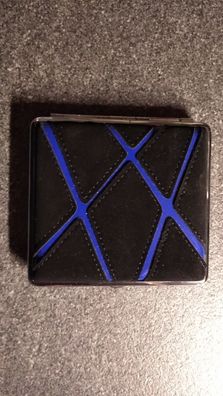 Zigarettenetui / Zigarettenbox: Muster blau schwarz