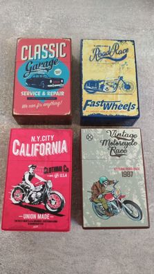 K2 Zigarettenetui / Zigarettenbox: Vintage Garage und Motorräder