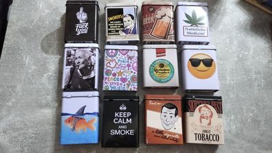 K2 Zigarettenetui / Zigarettenbox: Nostalgie Blech Dose Versch Motive