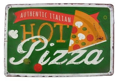 Blechschild, Reklameschild Hot Pizza, Italien Pizza, Gastronomie Schild 20x30 cm
