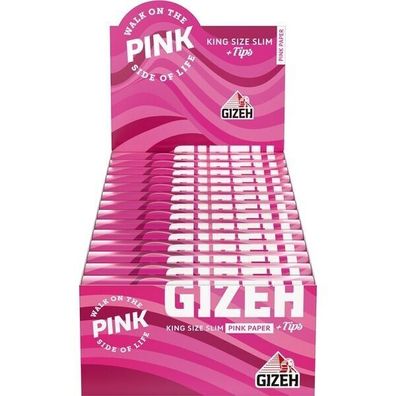 GIZEH PINK King Size Slim + Tips 26x34 Blatt Drehpapier