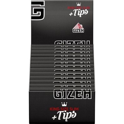 Gizeh Black King Size Slim Extra Fine mit Tips 26x34 Blatt Drehpapier