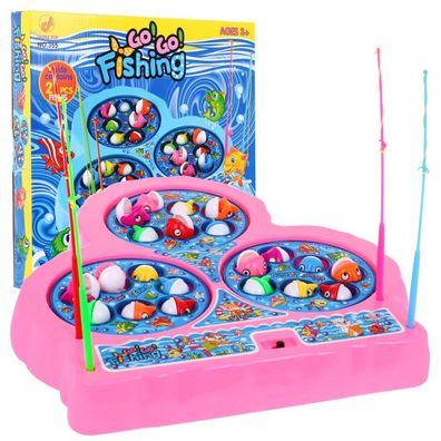 Angel-Arcade-Spiel für Kinder ab 3 Jahren, rosa + 21 bunte Fische + 4 Angelruten ...