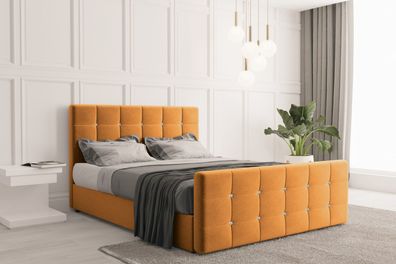 Boxspringbett mit bettkasten und matratze, Schlafzimmerbett ROMA Orange