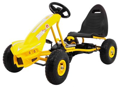 Champion Pedal-Gokart für Kinder ab 3 Jahren, Gelb + Aufblasbare Reifen + Verstell...