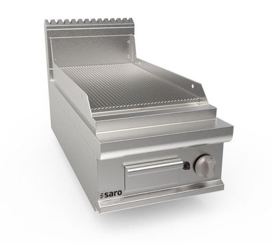 SARO Gasgriddleplatte 400mm breit Tischgerät gerillt Modell LQ / FTG2BBR