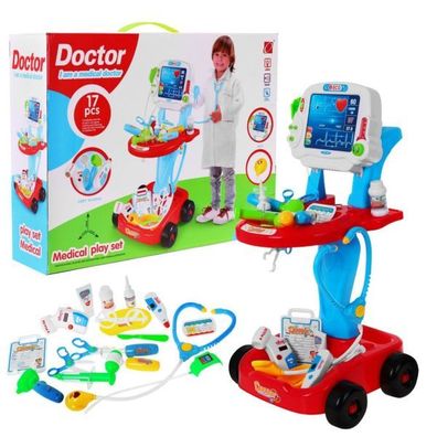 Kleiner Arztwagen mit EKG für Kinder 3+ EKG-Panel + Stethoskop + Thermometer + ...