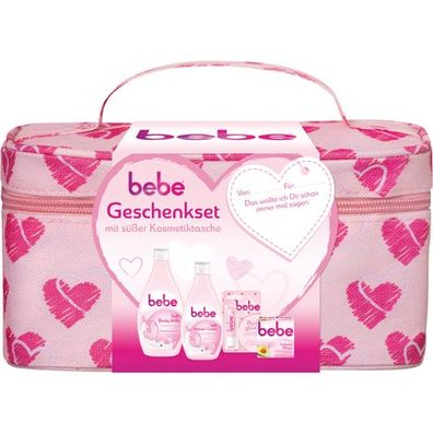 bebe Geschenkset mit süßer Kosmetiktasche 5-teilig rosa