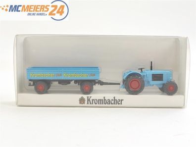E439 Wiking H0 2582 Modellauto Schlepper Deutz mit Anhänger "Krombacher" 1:87