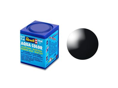 Revell 36107 schwarz, glänzend RAL 9005 Aqua Color 18 ml