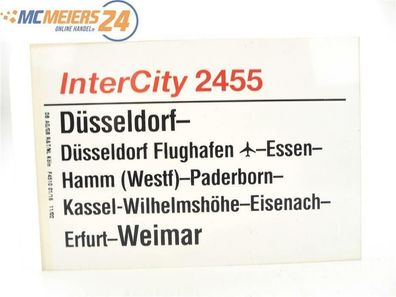 E244 Zuglaufschild Waggonschild InterCity 2455 Düsseldorf - Paderborn - Weimar