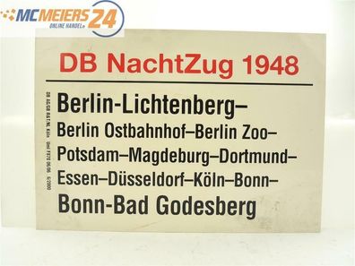 E244 Zuglaufschild Waggonschild DB NachtZug 1948 Berlin - Bonn-Bad Godesberg
