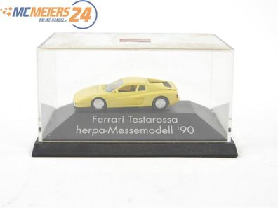 E463 Herpa H0 Modellauto PKW Ferrari Testarossa "Messemodell '90" gelb 1:87