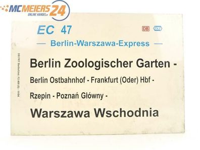E244a Zuglaufschild Waggonschild EC 47 PKP Intercity DB Berlin Zoo - Warszawa