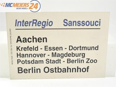 Zuglaufschild Waggonschild Aachen - Krefeld - Hannover - Potsdam - Berlin E510