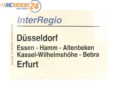 E244 Zuglaufschild Waggonschild InterRegio Düsseldorf - Altenbeken - Erfurt