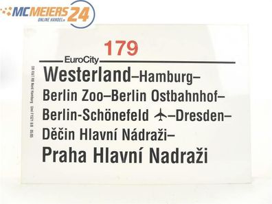 E244 Zuglaufschild Waggonschild EuroCity EC 179 Westerland - Berlin - Praha