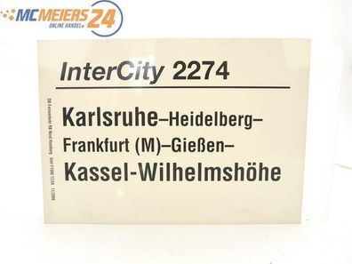 E244 Zuglaufschild Waggonschild IC InterCity 2181/2274 Westerland Karlsruhe