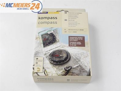 TCM Tchibo Kompass transparent Deckel mit Spiegel und Tasche * NEU* E590