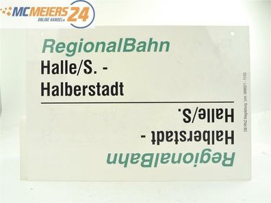 E244 Zuglaufschild Waggonschild RegionalBahn Aschersleben Halle Halberstadt