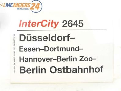 E244 Zuglaufschild Waggonschild InterCity 2645 Düsseldorf - Berlin Ostbahnhof