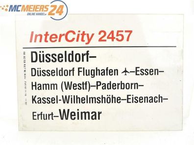 E244 Zuglaufschild Waggonschild InterCity 2457 Düsseldorf - Paderborn - Weimar