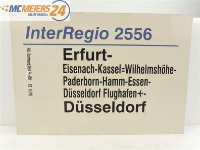 E244 Zuglaufschild Waggonschild InterRegio 2556 Erfurt - Paderborn - Düsseldorf