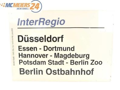 E244 Zuglaufschild Waggonschild InterRegio Düsseldorf - Hannover - Berlin Ostbhf