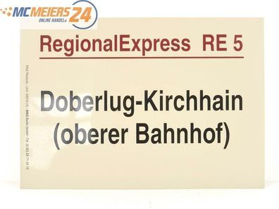 E244 Zuglaufschild Waggonschild RegionalExpress RE 5 Doberlug-Kirchhain