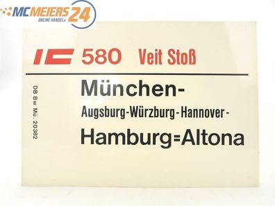 E244 Zuglaufschild Waggonschild IC 580 583 "Veit Stoß" "Jakob Fugger" Hamburg