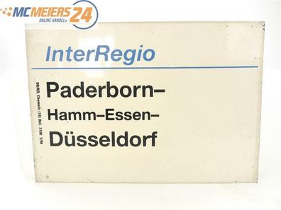 E244 Zuglaufschild Waggonschild InterRegio Paderborn - Hamm - Essen - Düsseldorf