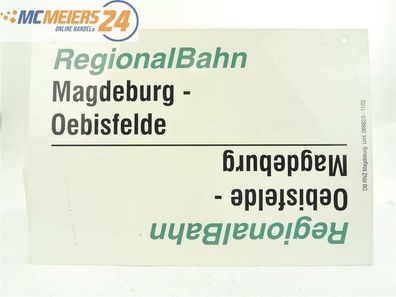 E244 Zuglaufschild Waggonschild RegionalBahn Magdeburg Aschersleben Oebisfelde