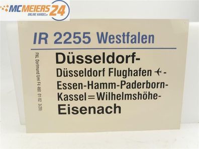 E244 Zuglaufschild Waggonschild IR 2255 "Westfalen" Düsseldorf - Eisenach