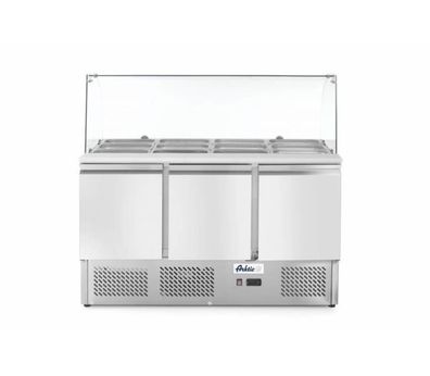 Kühltisch, dreitürig mit Glasdisplay 380 L