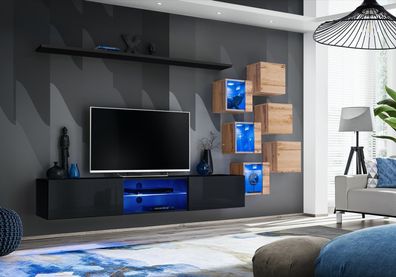 Holzmöbel Modern Wohnwand Designer Wohnzimmermöbel TV-Ständer Wandschrank
