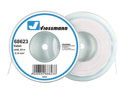 Viessmann 68623 Kabel auf Abrollspule 0,14 mm², weiß, 25 m