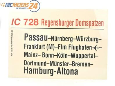 E244 Zuglaufschild Waggonschild IC 728 729 Regensbur. Domspatzen Hamburg Passau