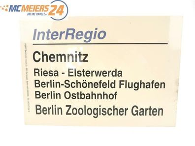 E244 Zuglaufschild Waggonschild InterRegio Chemnitz - Berlin Zoologischer Garten