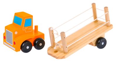 Holz-LKW mit Anhänger und Bausteinen für Kinder ab 2 Jahren, Lernspielzeug + Baust...