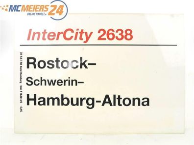 E244 Zuglaufschild Waggonschild InterCity 2638 Rostock - Hamburg-Altona
